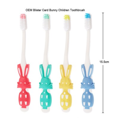 Custom Youth Children Fun Bunny Cartoon Baby Kid Handle Silicone Rubber Toothbrush For Kids