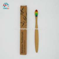 Yingli Natural  Rainbow Bamboo Toothbrush One Set Tooth Brush With Custom Logo Kraft Paper Box